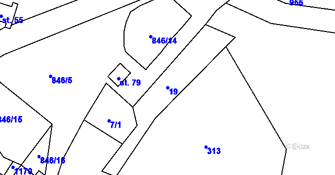 Parcela st. 19 v KÚ Mišovice, Katastrální mapa