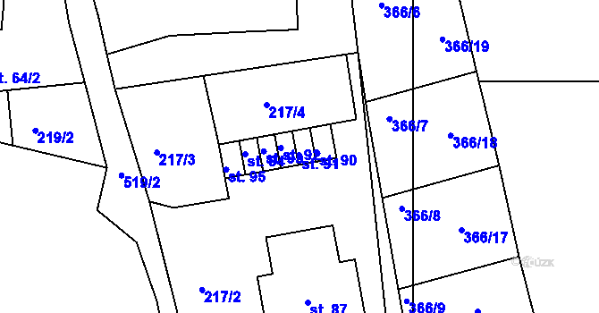 Parcela st. 91 v KÚ Pohoří u Mirovic, Katastrální mapa