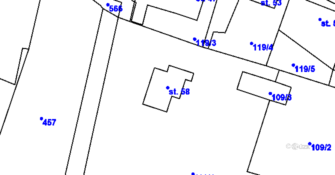Parcela st. 58 v KÚ Opatovice II, Katastrální mapa