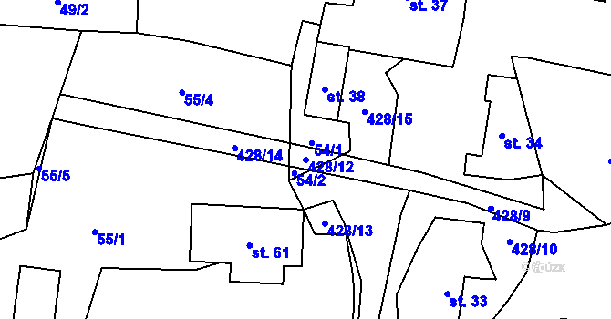Parcela st. 428/12 v KÚ Opatovice II, Katastrální mapa