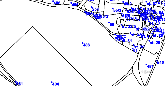 Parcela st. 483 v KÚ Opatovice II, Katastrální mapa