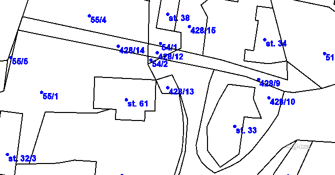 Parcela st. 428/13 v KÚ Opatovice II, Katastrální mapa