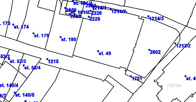 Parcela st. 49 v KÚ Mladá Boleslav, Katastrální mapa