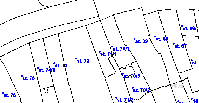 Parcela st. 71/1 v KÚ Mladá Boleslav, Katastrální mapa