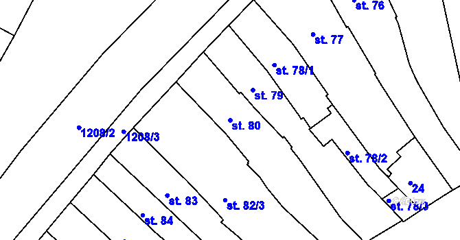 Parcela st. 80 v KÚ Mladá Boleslav, Katastrální mapa