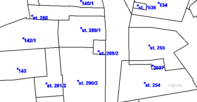 Parcela st. 289/2 v KÚ Mladá Boleslav, Katastrální mapa