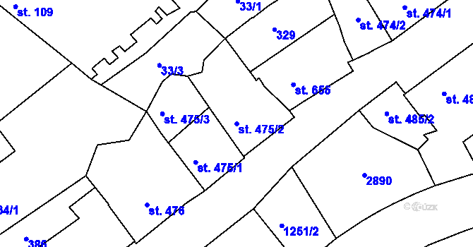 Parcela st. 475/2 v KÚ Mladá Boleslav, Katastrální mapa