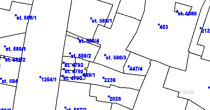 Parcela st. 588/3 v KÚ Mladá Boleslav, Katastrální mapa
