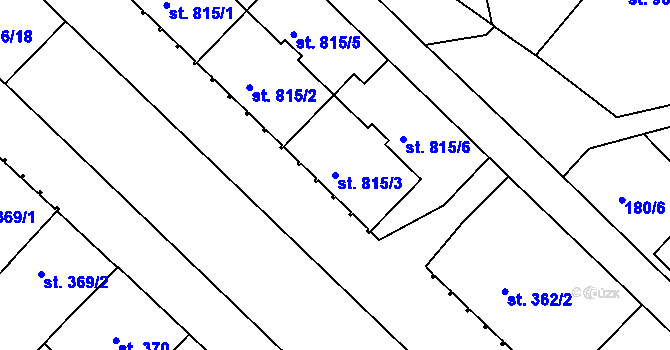 Parcela st. 815/3 v KÚ Mladá Boleslav, Katastrální mapa