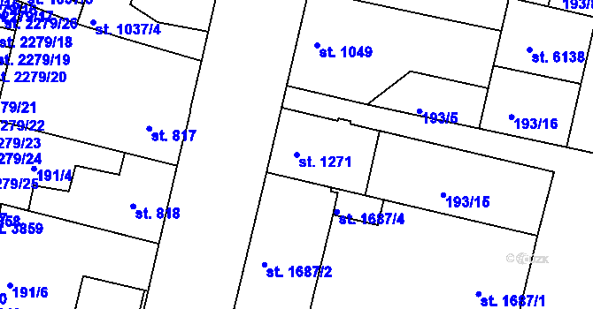 Parcela st. 1271 v KÚ Mladá Boleslav, Katastrální mapa