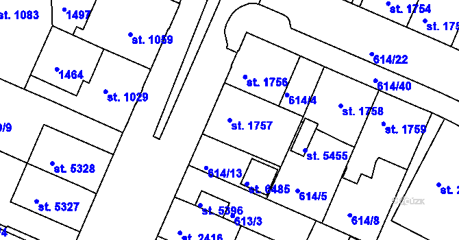 Parcela st. 1757 v KÚ Mladá Boleslav, Katastrální mapa