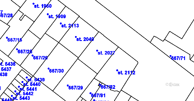 Parcela st. 2027 v KÚ Mladá Boleslav, Katastrální mapa