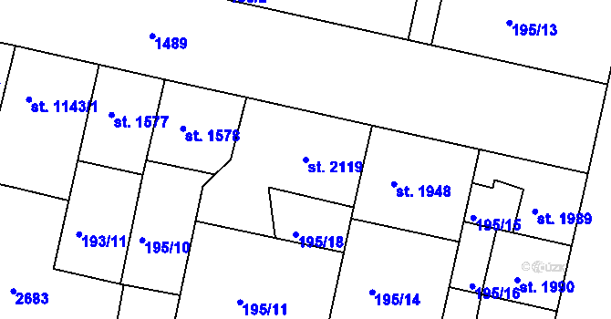 Parcela st. 2119 v KÚ Mladá Boleslav, Katastrální mapa