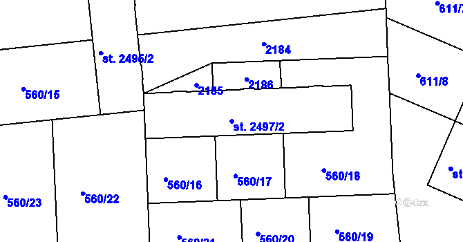 Parcela st. 2497/2 v KÚ Mladá Boleslav, Katastrální mapa