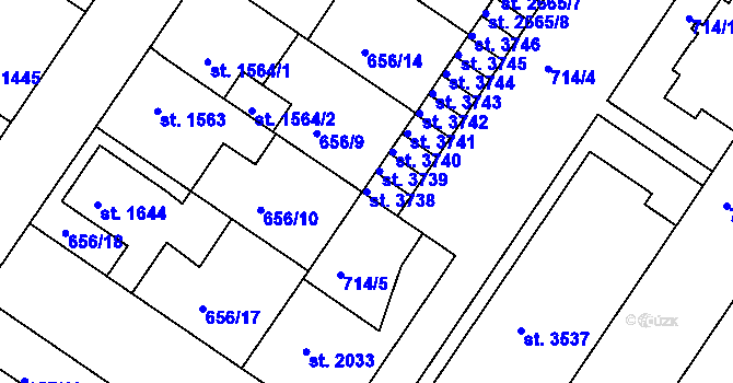 Parcela st. 3738 v KÚ Mladá Boleslav, Katastrální mapa
