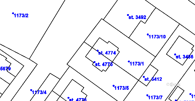 Parcela st. 4774 v KÚ Mladá Boleslav, Katastrální mapa