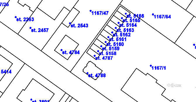 Parcela st. 5158 v KÚ Mladá Boleslav, Katastrální mapa