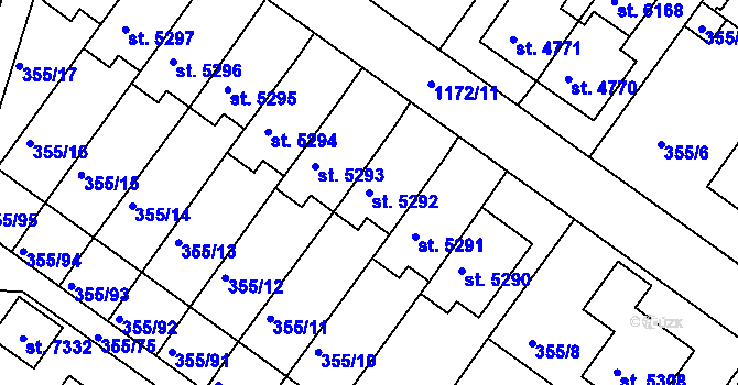 Parcela st. 5292 v KÚ Mladá Boleslav, Katastrální mapa