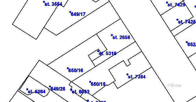 Parcela st. 5318 v KÚ Mladá Boleslav, Katastrální mapa