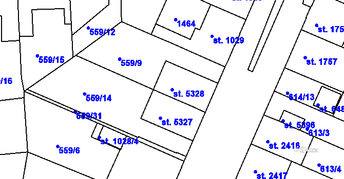 Parcela st. 5328 v KÚ Mladá Boleslav, Katastrální mapa