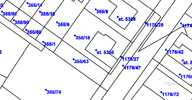 Parcela st. 5356 v KÚ Mladá Boleslav, Katastrální mapa