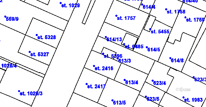 Parcela st. 5396 v KÚ Mladá Boleslav, Katastrální mapa