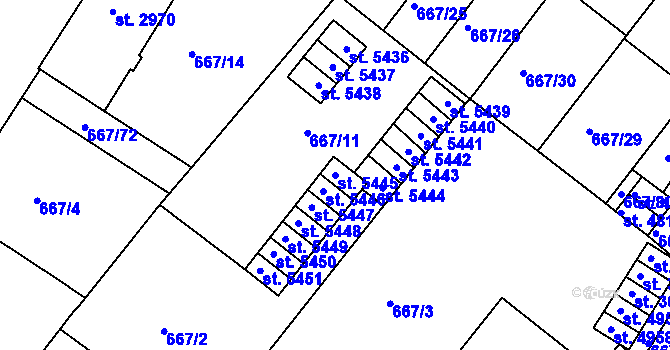 Parcela st. 5445 v KÚ Mladá Boleslav, Katastrální mapa