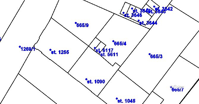 Parcela st. 5611 v KÚ Mladá Boleslav, Katastrální mapa