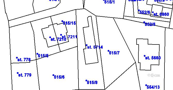 Parcela st. 5714 v KÚ Mladá Boleslav, Katastrální mapa