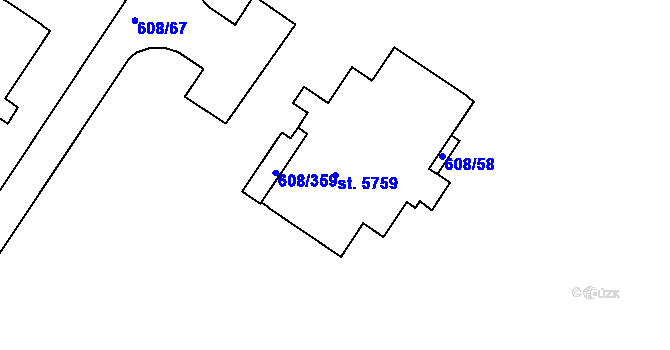 Parcela st. 5759 v KÚ Mladá Boleslav, Katastrální mapa