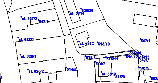 Parcela st. 5812 v KÚ Mladá Boleslav, Katastrální mapa