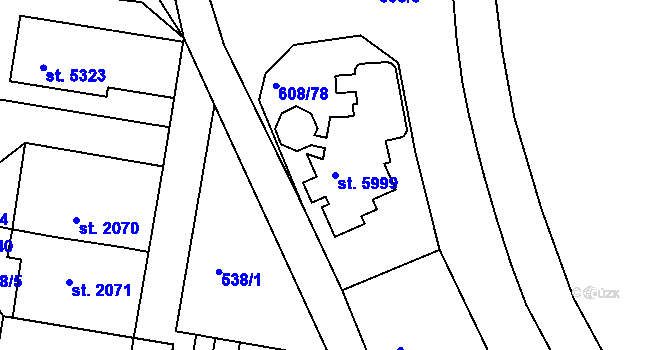 Parcela st. 5999 v KÚ Mladá Boleslav, Katastrální mapa