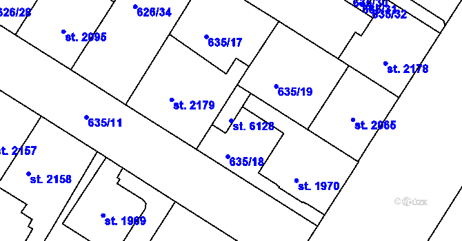 Parcela st. 6128 v KÚ Mladá Boleslav, Katastrální mapa