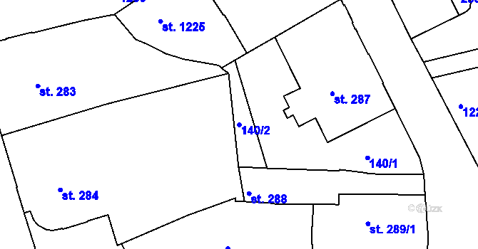 Parcela st. 140/2 v KÚ Mladá Boleslav, Katastrální mapa