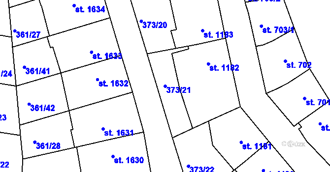 Parcela st. 373/21 v KÚ Mladá Boleslav, Katastrální mapa