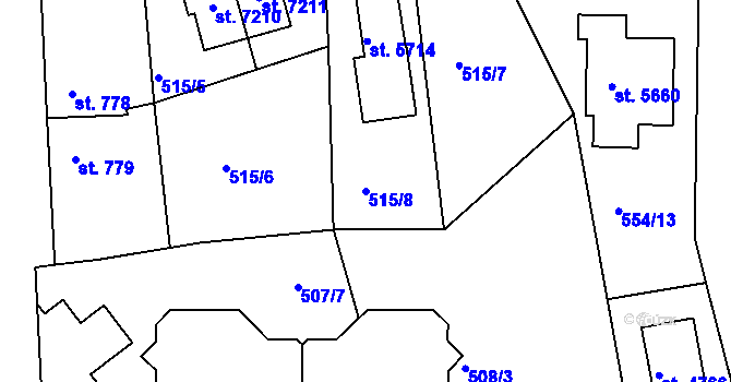 Parcela st. 515/8 v KÚ Mladá Boleslav, Katastrální mapa