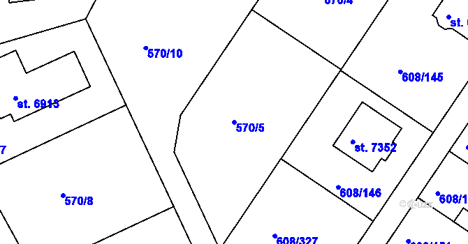 Parcela st. 570/5 v KÚ Mladá Boleslav, Katastrální mapa