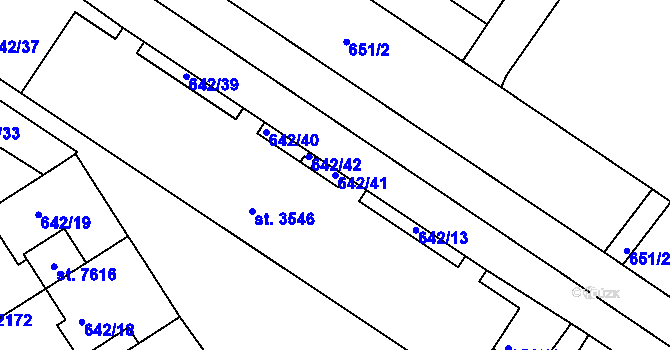 Parcela st. 642/41 v KÚ Mladá Boleslav, Katastrální mapa