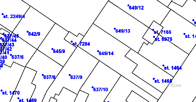 Parcela st. 649/14 v KÚ Mladá Boleslav, Katastrální mapa