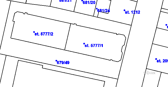 Parcela st. 5777/1 v KÚ Mladá Boleslav, Katastrální mapa