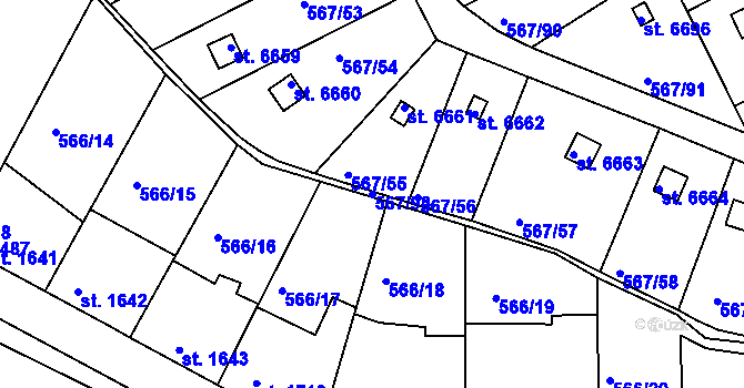 Parcela st. 567/93 v KÚ Mladá Boleslav, Katastrální mapa