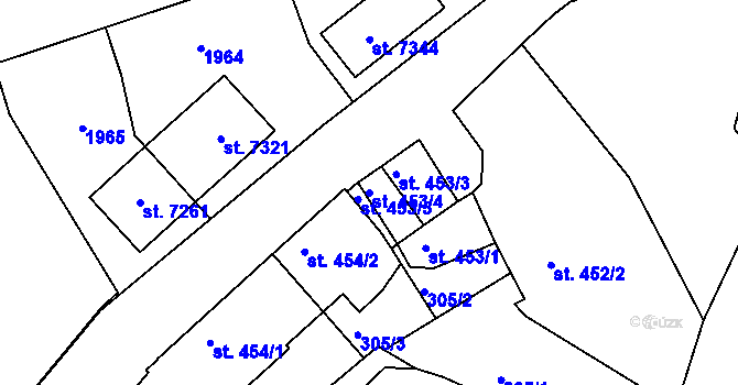 Parcela st. 453/4 v KÚ Mladá Boleslav, Katastrální mapa