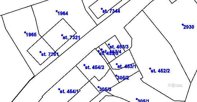 Parcela st. 453/5 v KÚ Mladá Boleslav, Katastrální mapa