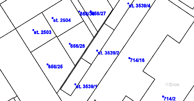 Parcela st. 3539/2 v KÚ Mladá Boleslav, Katastrální mapa