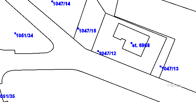 Parcela st. 1047/12 v KÚ Mladá Boleslav, Katastrální mapa