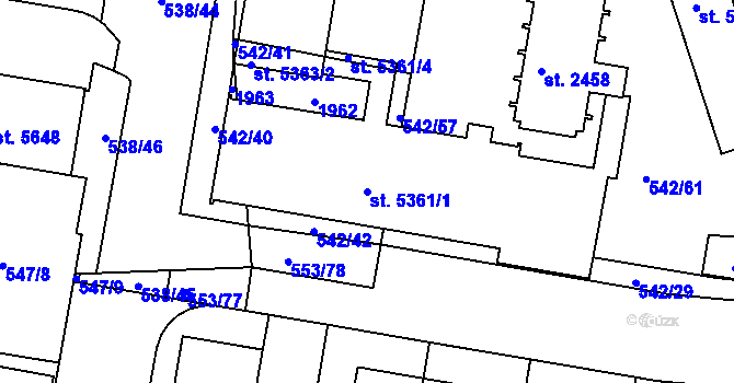 Parcela st. 5361/1 v KÚ Mladá Boleslav, Katastrální mapa
