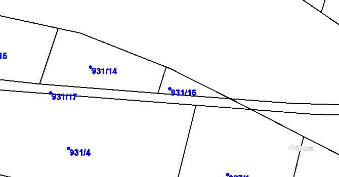 Parcela st. 931/16 v KÚ Mladá Boleslav, Katastrální mapa