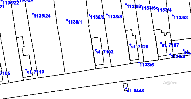 Parcela st. 7102 v KÚ Mladá Boleslav, Katastrální mapa