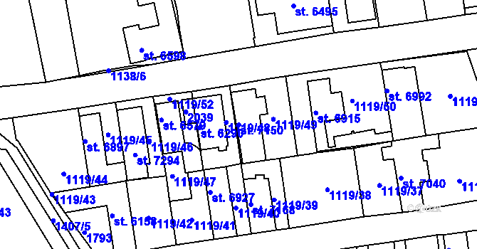 Parcela st. 7150 v KÚ Mladá Boleslav, Katastrální mapa