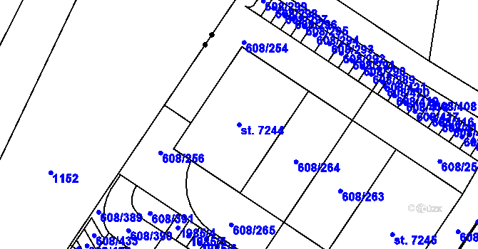 Parcela st. 7244 v KÚ Mladá Boleslav, Katastrální mapa
